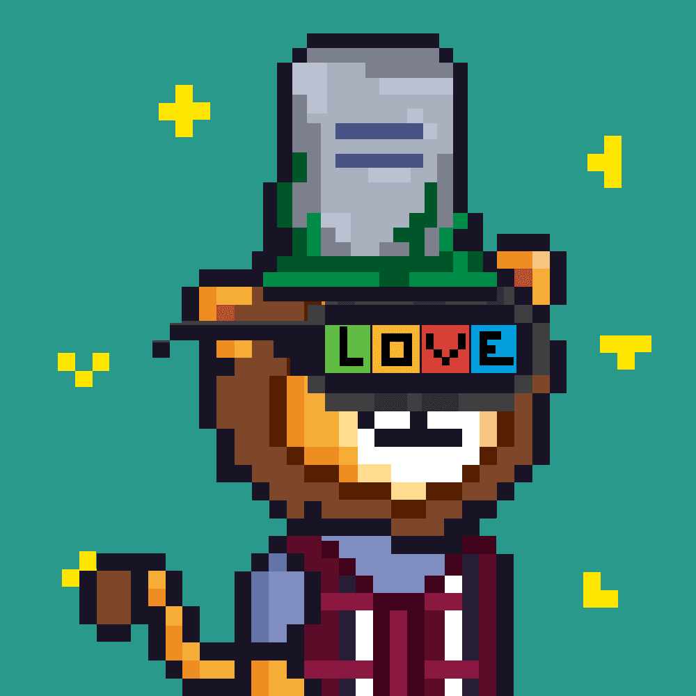 Onchain Lion wearing a green mushroom hat